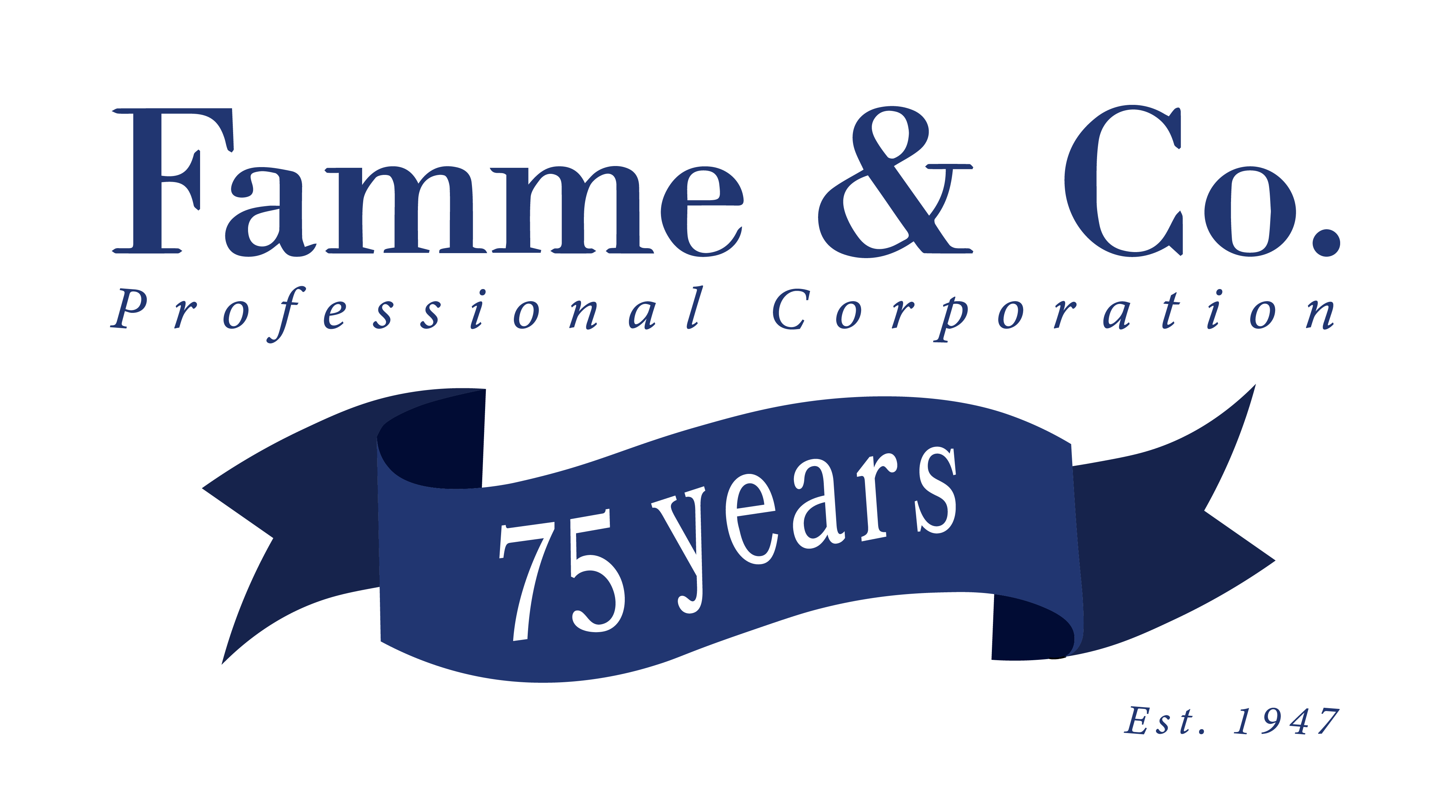 Famme & Co. Chartered Professional Accountants 75th Anniversary logo and banner to celebrate many years of service.